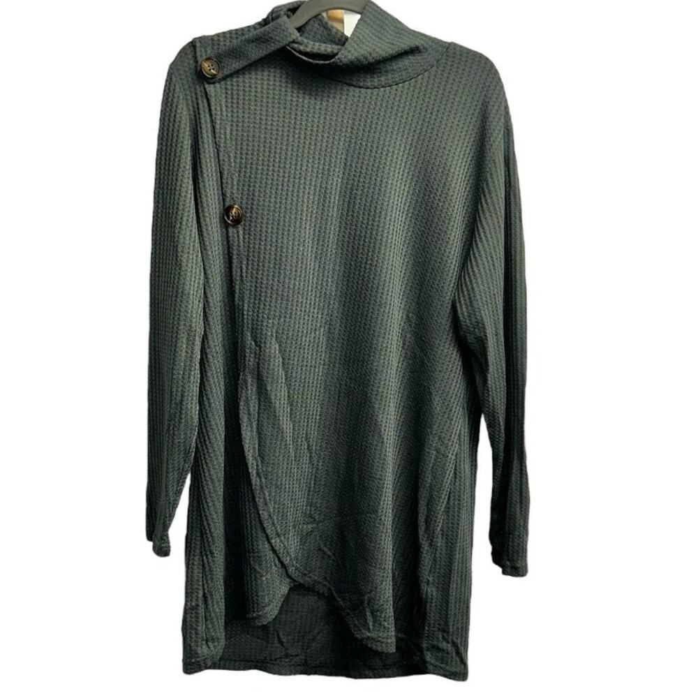 BLOOMCHIC Gray Waffle Knit Long Sleeve Lightweight Top 14/16